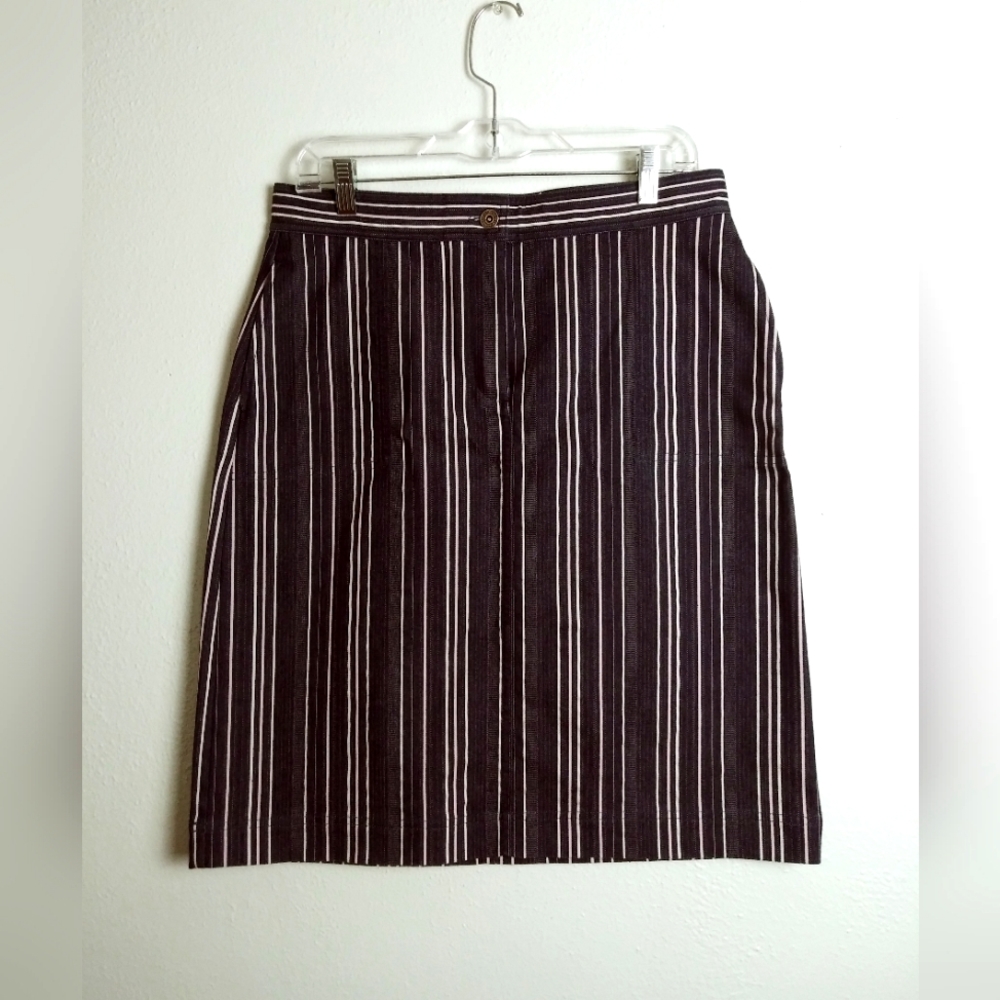 Christopher & Banks  Stretch Denim Striped Pencil Skirt Women's Size 8 Casual